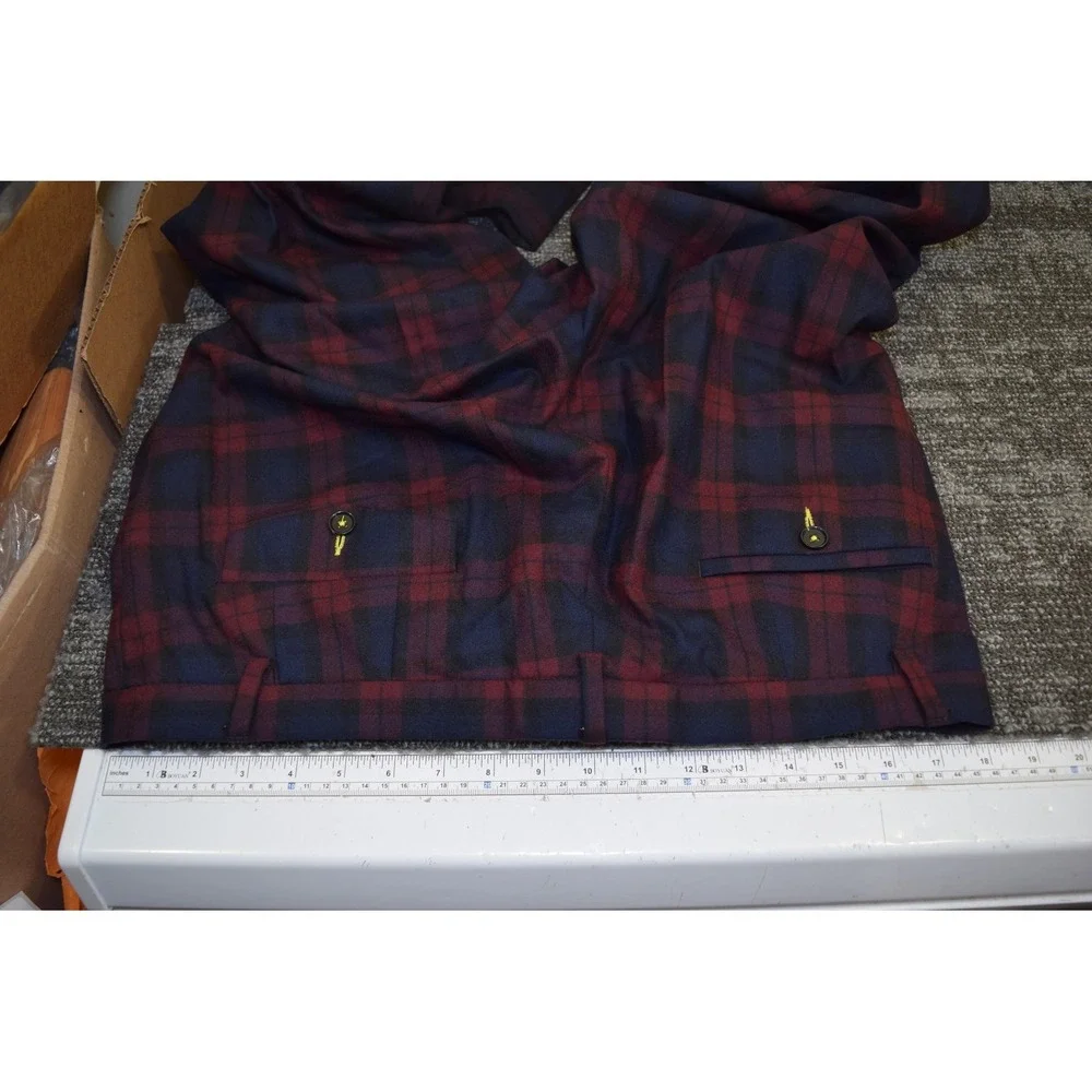 Noose & Monkey Plaid 3 Piece Suit Blazer Vest Pants MENS 44 Reg 36x32 Christmas